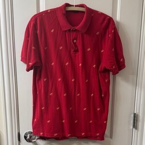 Polo by Ralph Lauren Allover Crab Graphic Red Short Sleeve Polo Shirt Size M